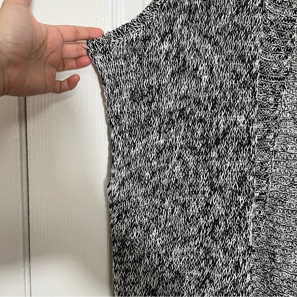 EILEEN FISHER Black and White Open Front Loose Knit Cardigan | size small - Picture 6 of 10